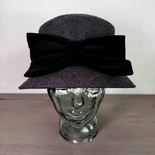 Patricia Underwood So Patricia! Women’s Wool Grey Cloche Hat Big Bow One Size Gray