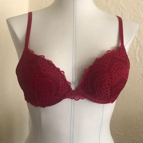 La Senza Obsession Dark Red Scalloped Lace Underwire Bra 34B