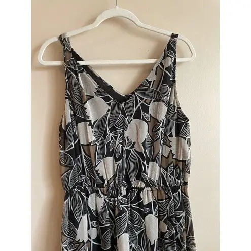 Gorgeous womens 100% Silk Floral Maci Dress Sz L Black Size L