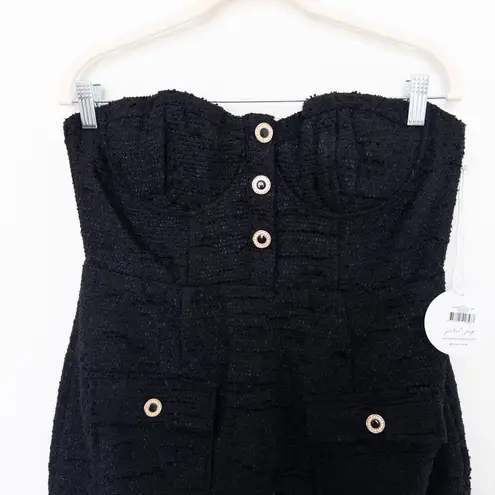 Petal and Pup Womens Dress Size XL Black Strapless Tweed Mini Bustier Chic Party