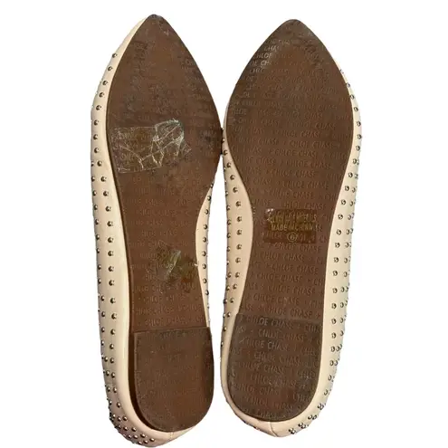 Chase and Chloe Beige Studded Pointed Toe Faux Leather Slip On Flats Size 6
