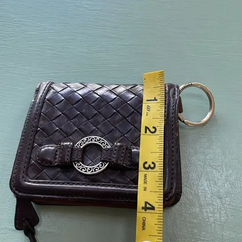 Brighton  brown leather wallet Key ring Silver embellishments Zippered pocket