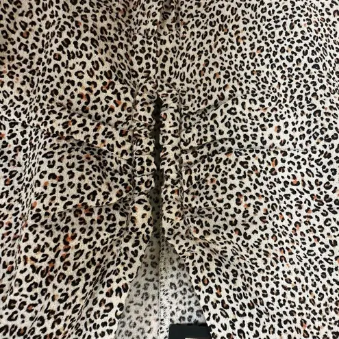 NWT AFRM Leopard Print Long Sleeve Deep V Top Black Size M