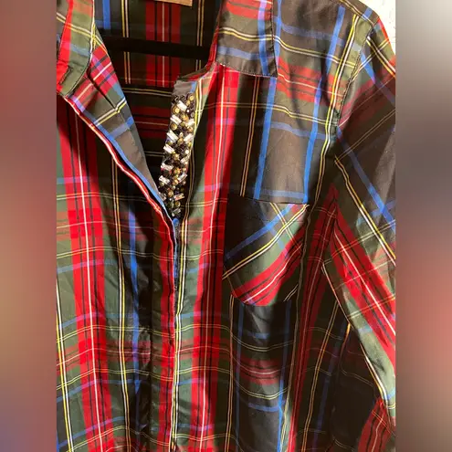 Orvis Holiday Tartan Plaid Button front shirt 16