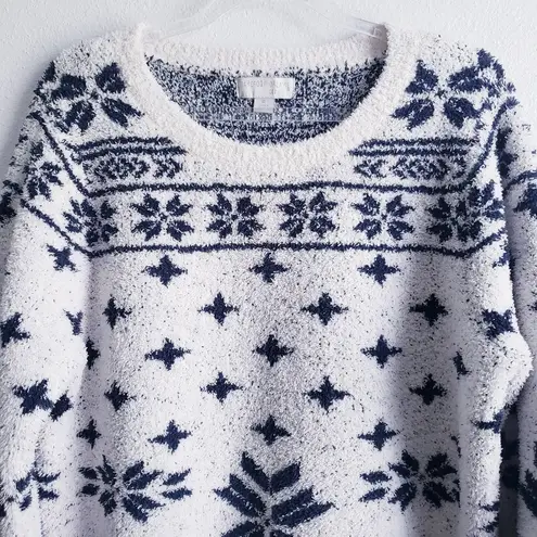 Barefoot Dreams Cozy Chic Fair Isle Snowflake Fuzzy Sweater