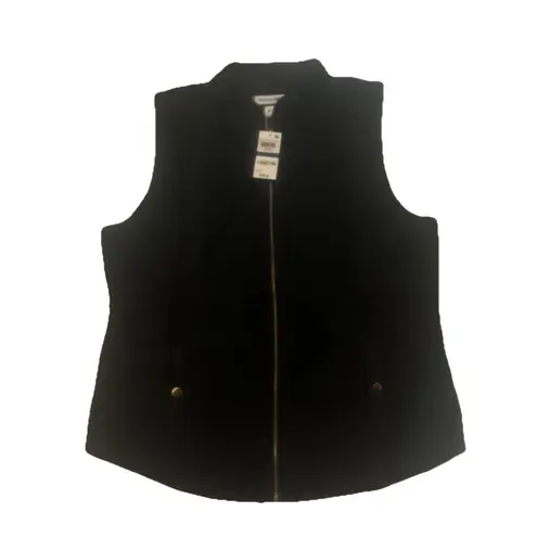 Charter Club NEW Women’s XL Black Velour Quilted Vest Zip Front