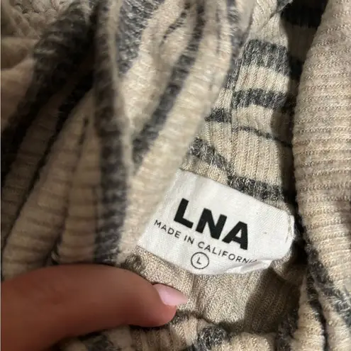 LNA Revolve Aliza Turtleneck Top Ribbed Knit Zebra Animal Print Top- Size Large