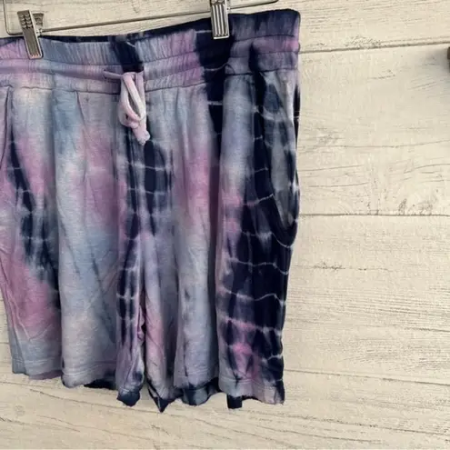 Vintage Havana Blue and Purple Tie Dye Elastic Waist Shorts