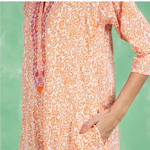 Tuckernuck Ro’s Garden Embroidered Kurta Long Kurta Midi Maxi Dress Badami Orange Cotton