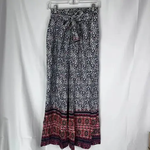 Sim & Sam ⭐️2/$10 Tie Waist Casual Floral Boho Wide Leg Pants Size Small - Image 2