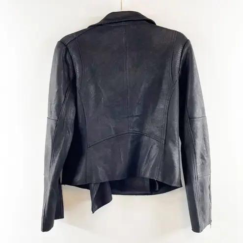 Evereve Marren Long Sleeve Full Zip Faux Leather Moto Jacket Black Medium