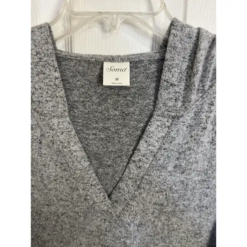 Soma Gray Hooded Cozy Long Sleeve Sleepshirt Nightgown Pajama Size Medium