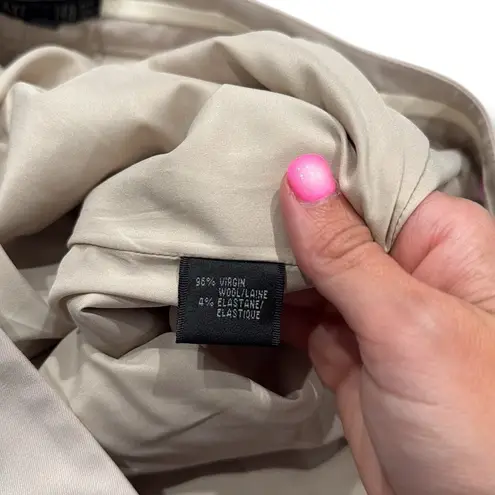 Lafayette 148 New York Beige Wool Blend Pleated Dress Pants Size 8