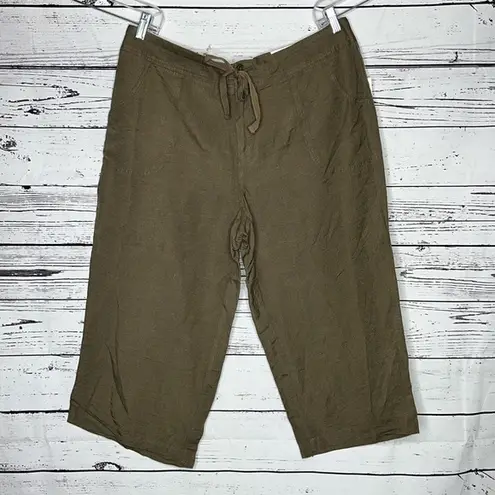 Coldwater Creek NWT Size 16 Brown Natural Fit Linen Blend Crop Pants