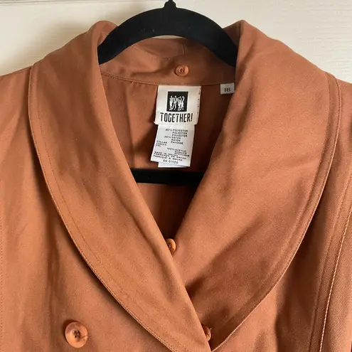 Vintage Together Terracotta Brown Long Sleeve Dress with pockets size 16