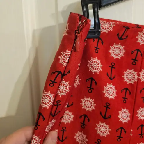 Charter Club Skirt Nautical Sailor Print Pleated Fully Lined 100% Cotton Sz 10