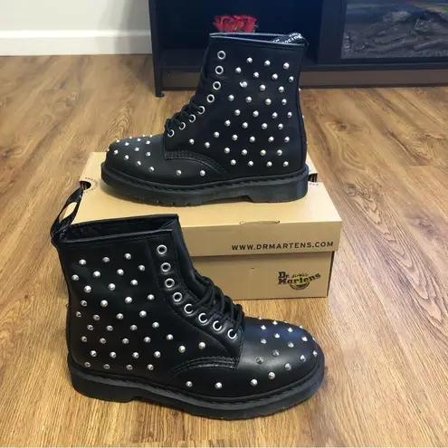 Dr. Martens  1460 studded black leather combat lace up boots shoes women’s 8 new