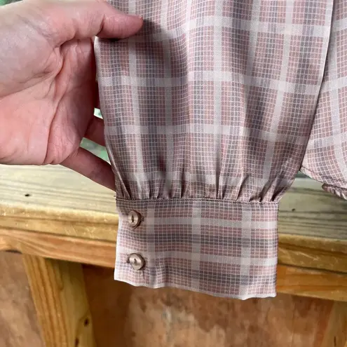 Anthropologie X Mare Mare Tie Neck Long Sleeve Blouse Neutral Size S. NEW Brown