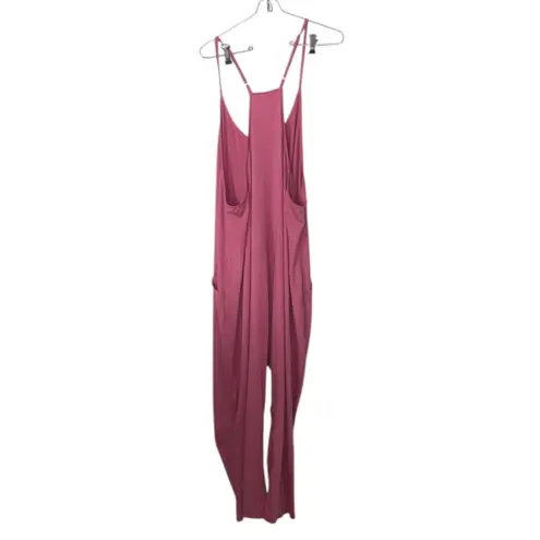 Women's XL Pink Wide Leg Jumpsuit Baggy Hot Shot Strappy