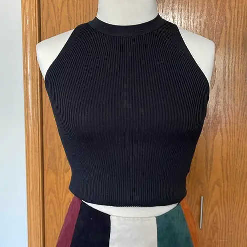 Sincerely Jules  Black High Neck Sleeveless Crop Top Size S NWT