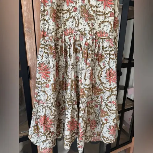 Anna Cate ruffles Aimee Mini Dress tie front Coral Floral autumn tuckernuck tier Orange Size XS