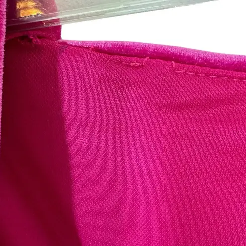 ZARA  Pink Velvet Bodysuit Asymmetric Neck Long Sleeve Magenta Pink Size S