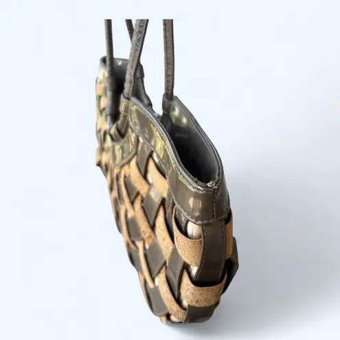 Sondra Roberts 2 Woven Cork Crescent Shoulder Bag Purse Basket Weave Tote Brown - Image 9