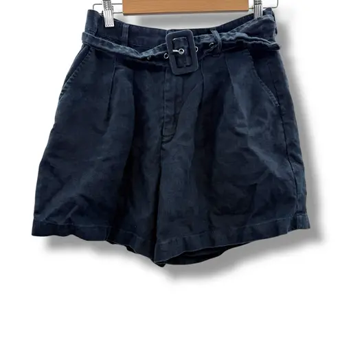 BLANK NYC Blank NYC Set Sail Belted Shorts Women’s Size 27 Navy Blue Linen High Rise