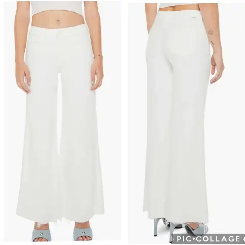 Mother Lil’ Roller Fray Wide Leg Jeans Fairest Of Them All White 32 Petite Size undefined