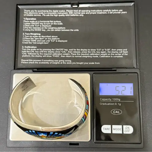 Vintage Native American Southwestern Sterling Multi Stone Inlay Cuff Bracelet Silver