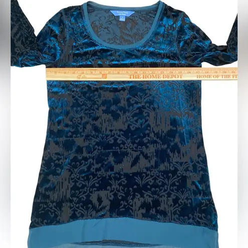 Teal velvet burnout Long Sleeve tunic top Whimsigoth Green