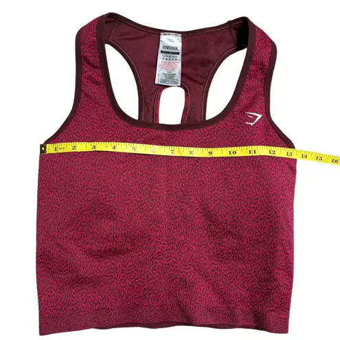 Gymshark  Seamless Print Racerback Crop Tank Top Burgundy Activewear Size L - Image 2