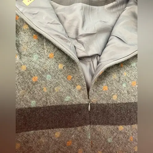 Japanese Wool Mod Dress Midi Gray Multicolored Polka Dot Dresses Made in Japan