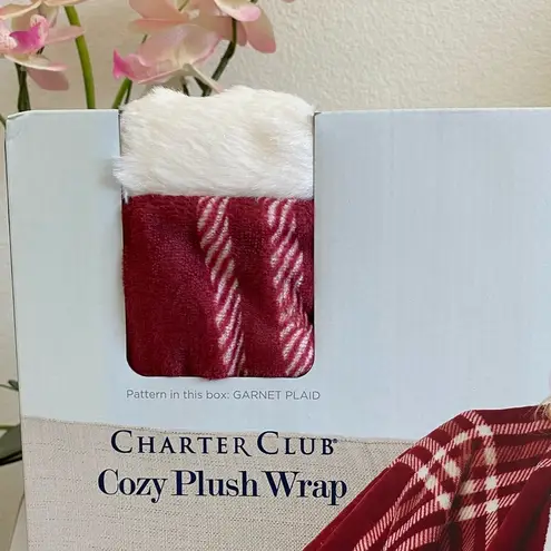 Charter Club ๐บ Cozy Plush Wrap 50 x 70 Garnet Plaid Throw ๐บ