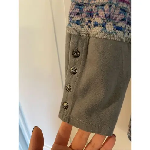 J. Jill waffled fair isle purple blue long sleeve blouse xs