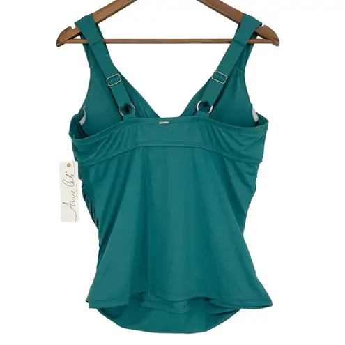 Anne cole  NWT Twist Front Tankini Swim Top Teal Green Size 16W Ruched Adjustable