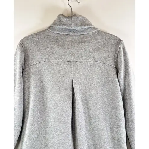 ALO Yoga Women Sweatshirt Gray Haze Turtle Neck Pullover Thumbhole Cozy Small Black - Image 9