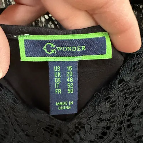 C. Wonder design black lace, cap sleeves, A