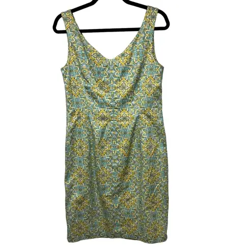 Vintage Blue Escada ML Womens  Yellow Cotton Sheath Dress Size 42 US 10/12