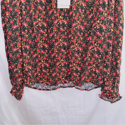 Something Navy  NWT Floral Print Long Sleeve Easy Volume Blouse Top size XS