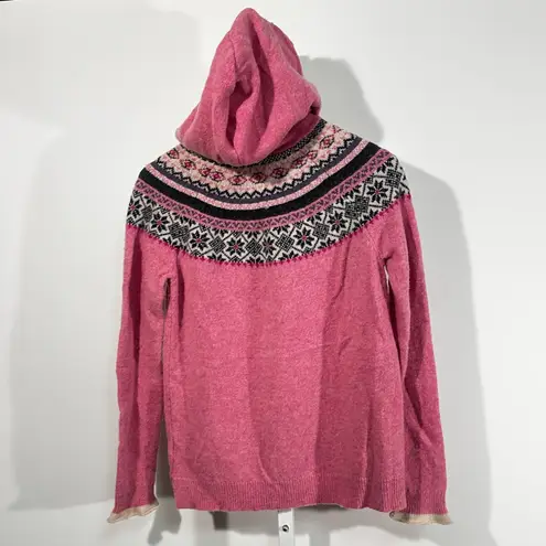 Tabitha Webb Wool Fair Isle Hoodie Sweater Women’s Small Pink Nordic Knit - Image 3