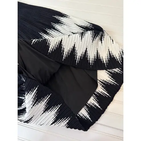 ALLISON NEW YORK Womens Zigzag Dress Black & White Off The Shoulder Midi Size L Size L