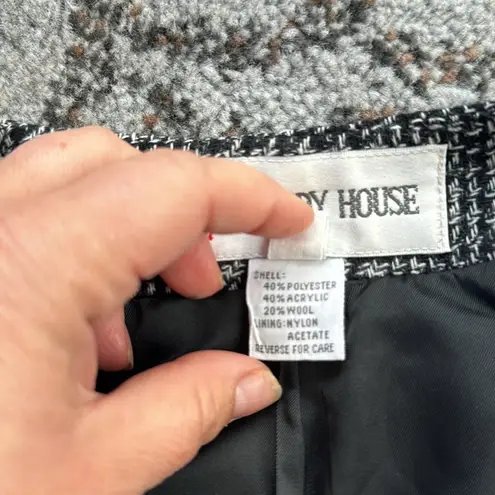 Vintage Peabody House Wool Houndstooth Skirt Suit Set 13/14 Black