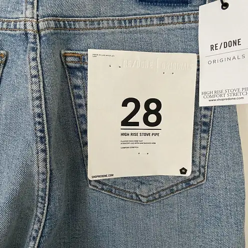 RE/DONE NWOT Comfort Stretch High Rise Stove Pipe Denim in Cloudy Blue Sz 28