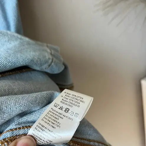 Nanushka Dress Denim Short Sleeve 80s Wash Blue Belted Mini Dress M Size M