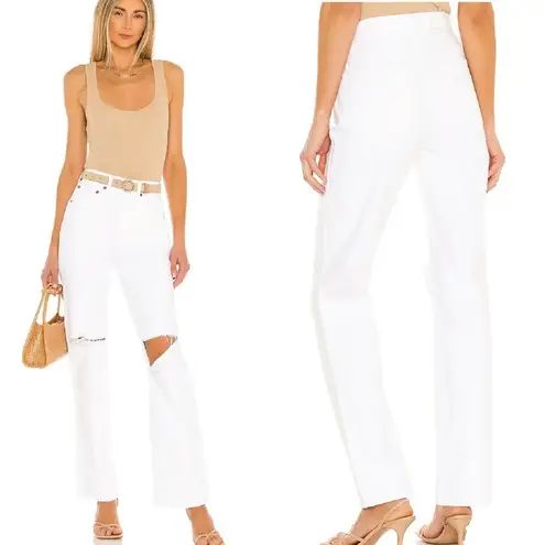 RE/DONE Originals 90s High Rise Loose in White Denim With Rips Size 30 NWT