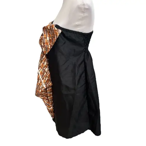 Urban Renewal 60’s Strapless Mini Dress Big Bow Black Brown Size Medium to Large