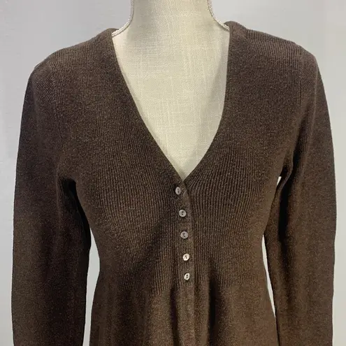 Sarah Spencer Wool Blend Brown V Neck Cardigan Sweater Size Large