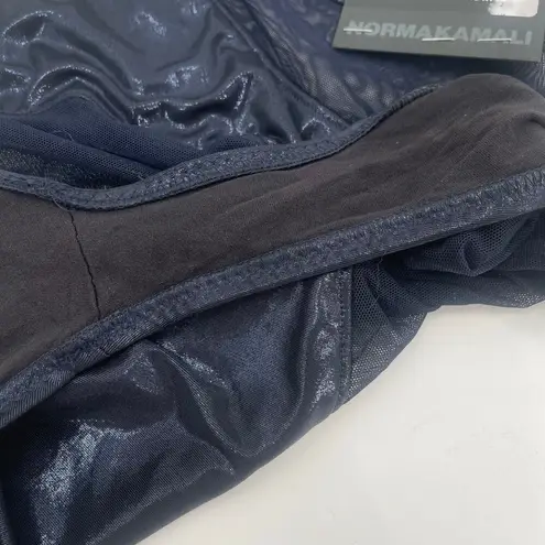 Norma Kamali Snake Mesh Mio Swimsuit SZ Small NWT True Navy Metallic Swim Beach