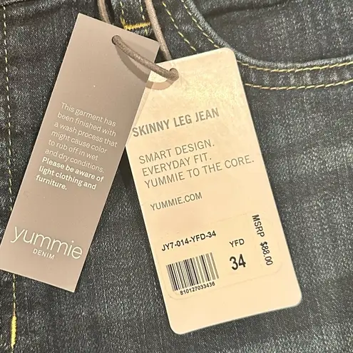 YUMMIE TO THE CORE SKINNY LEG STRETCH DENIM DARK BLUE JEANS 34 PLUS